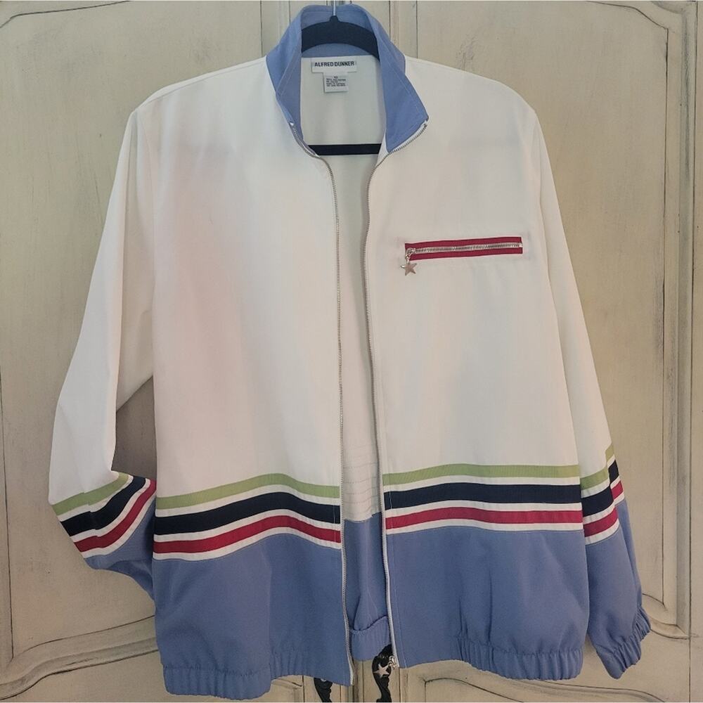 VTG Alfred Dunner Retro Striped Womens Lightweight Windbreaker Track Jacket✨️10 - Picture 6 of 16